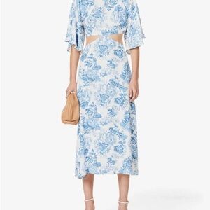 Reformation Cream and Blue Floral Dress